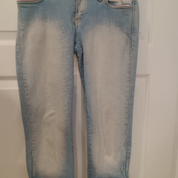 Capri jeans stonewash with pink trim size 3 - Picture 4 of 8